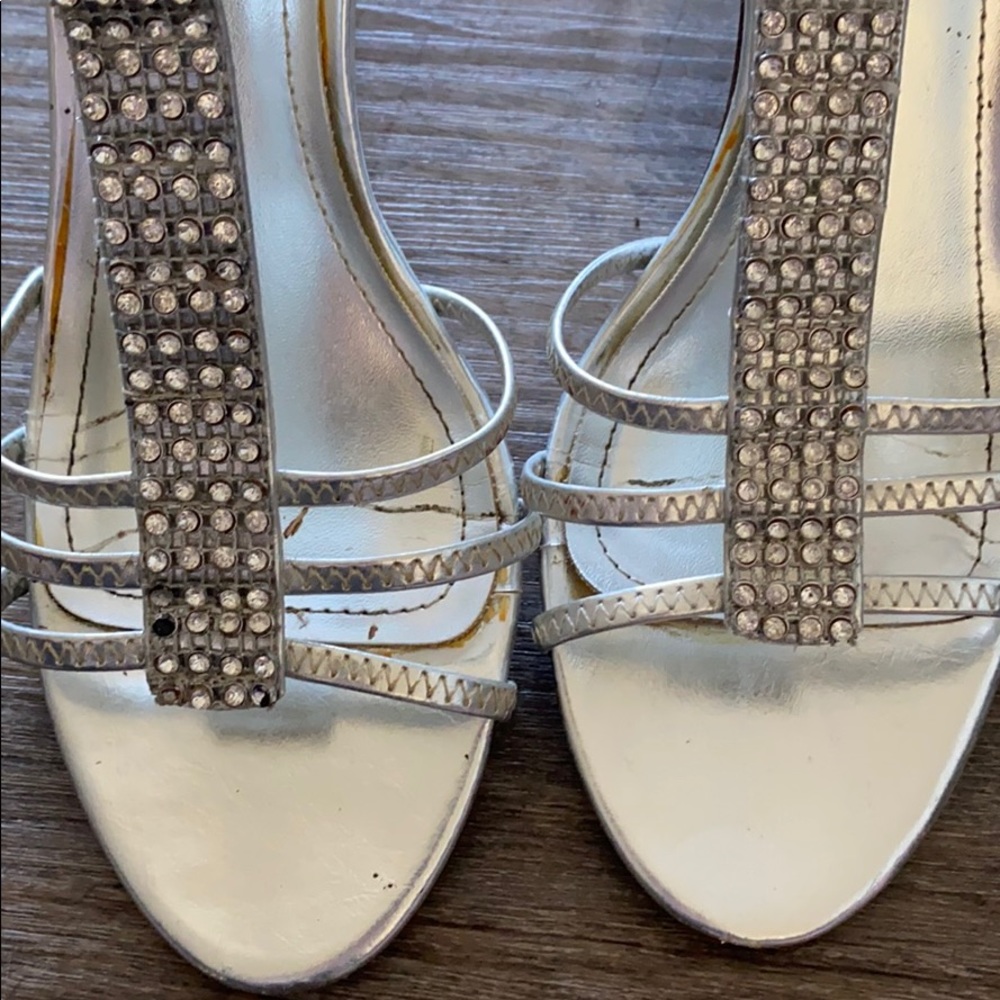 Call It Spring Silver Strappy Rhinestone Heels - Picture 6 of 7